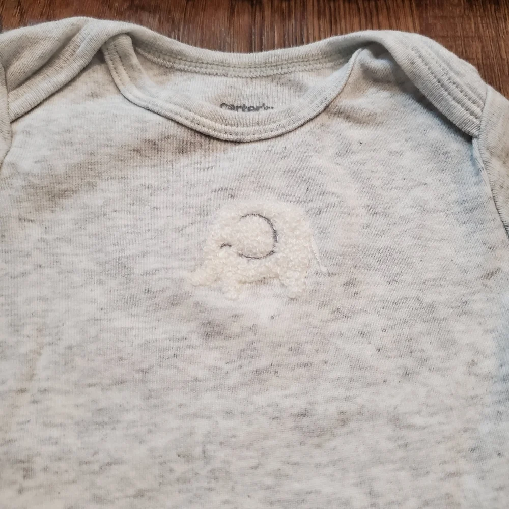 Carters Cotton Gown Sleep Sack Pajamas Baby Elephant White Gray Gender Neutral